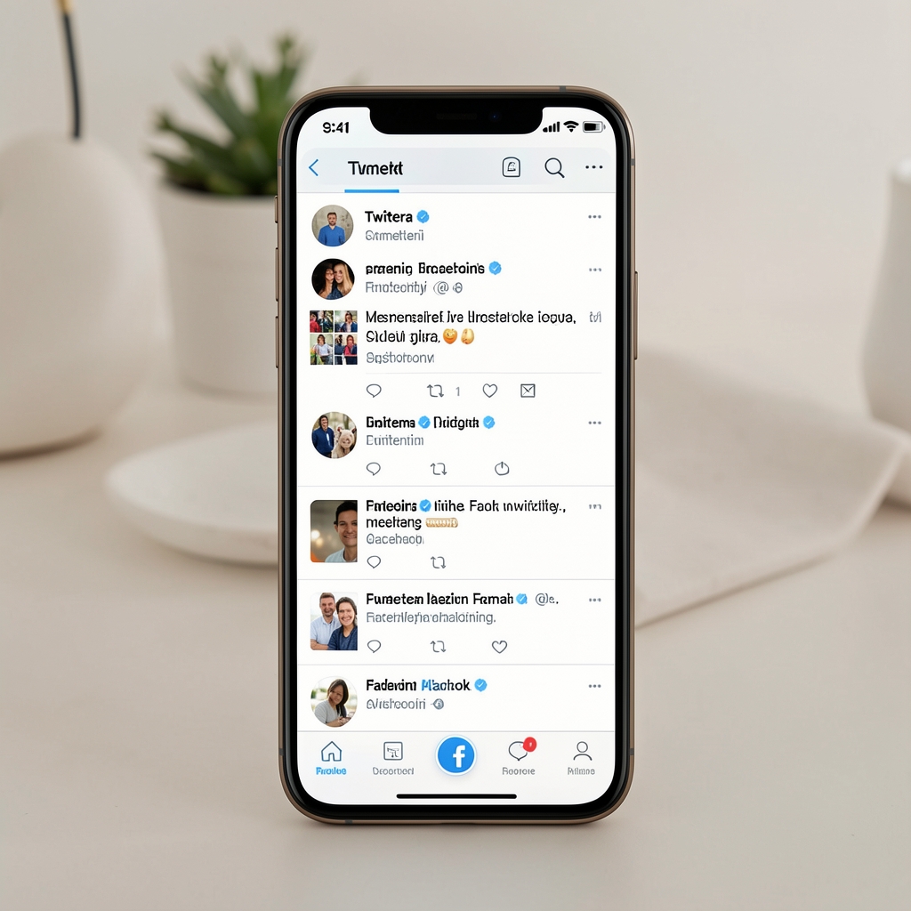 Pametni telefon s otvorenim aplikacijama društvenih mreža, grafički prikaz širenja informacija putem Twittera i Facebooka